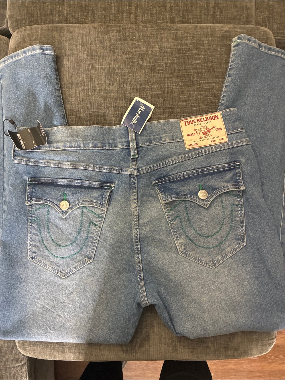 True Religion Light Wash Bootcut Jeans with Signature Back Pockets